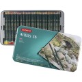 Foto ilustrativa Lápis de Cor Permanente Artists 36 Cores Estojo Lata Derwent