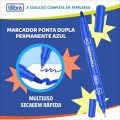 Foto ilustrativa Marcador Permanente Ponta Dupla EverMark Azul