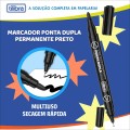 Foto ilustrativa Marcador Permanente Ponta Dupla EverMark Preto